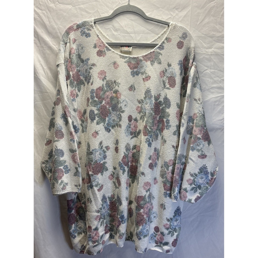 Vintage Stefano International Sweater Womens 26/28 Floral Knit Cottagecore 90s